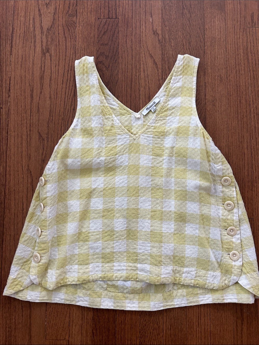 Madewell Yellow & White Gingham V-Neck Tank
